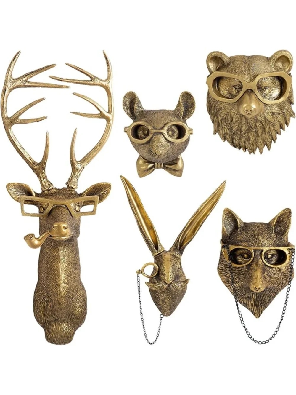 Gold Faux Deer Head Wall Decor - Vintage Animal Sculptures for Home & Office